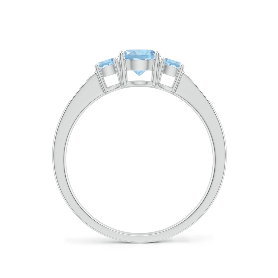 5mm AAA Three Stone Round Aquamarine Ring with Diamond Accents in White Gold side-1