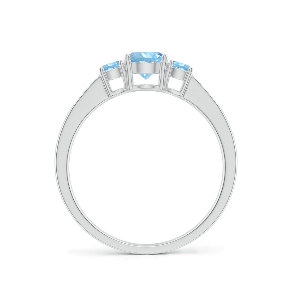 5mm AAAA Three Stone Round Aquamarine Ring with Diamond Accents in White Gold side-1