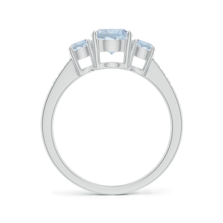 6mm A Three Stone Round Aquamarine Ring with Diamond Accents in White Gold side-1