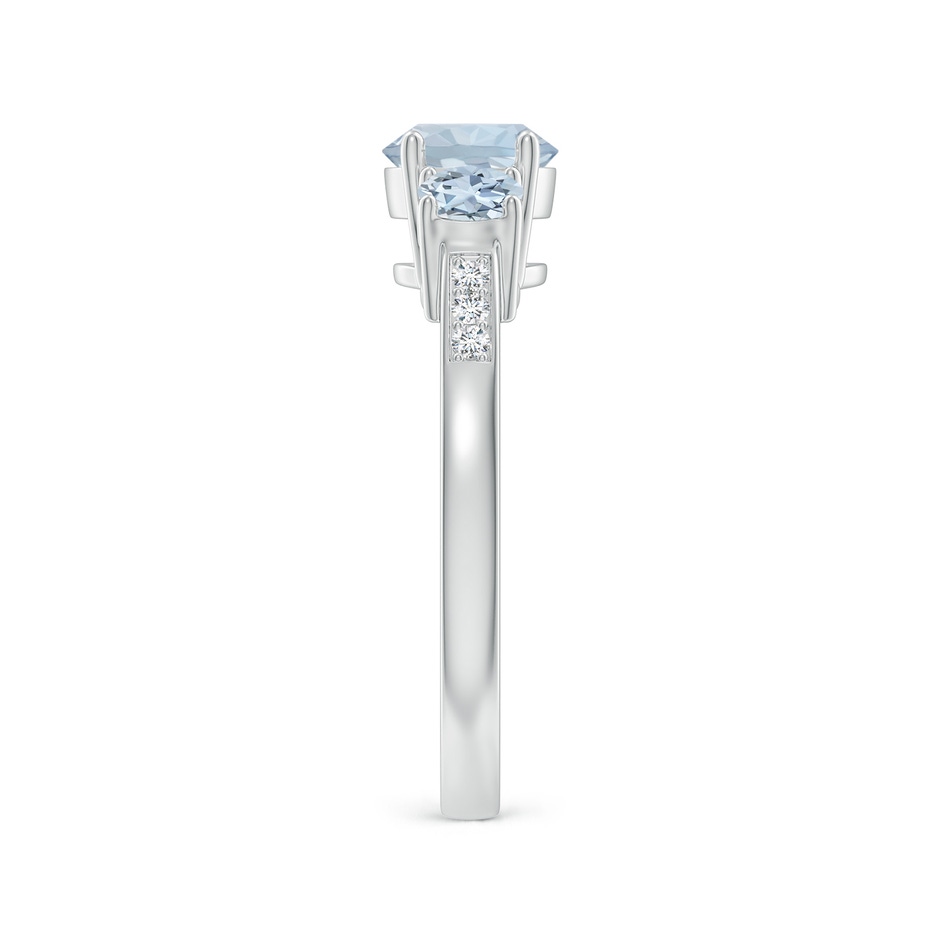 6mm A Three Stone Round Aquamarine Ring with Diamond Accents in White Gold side-2
