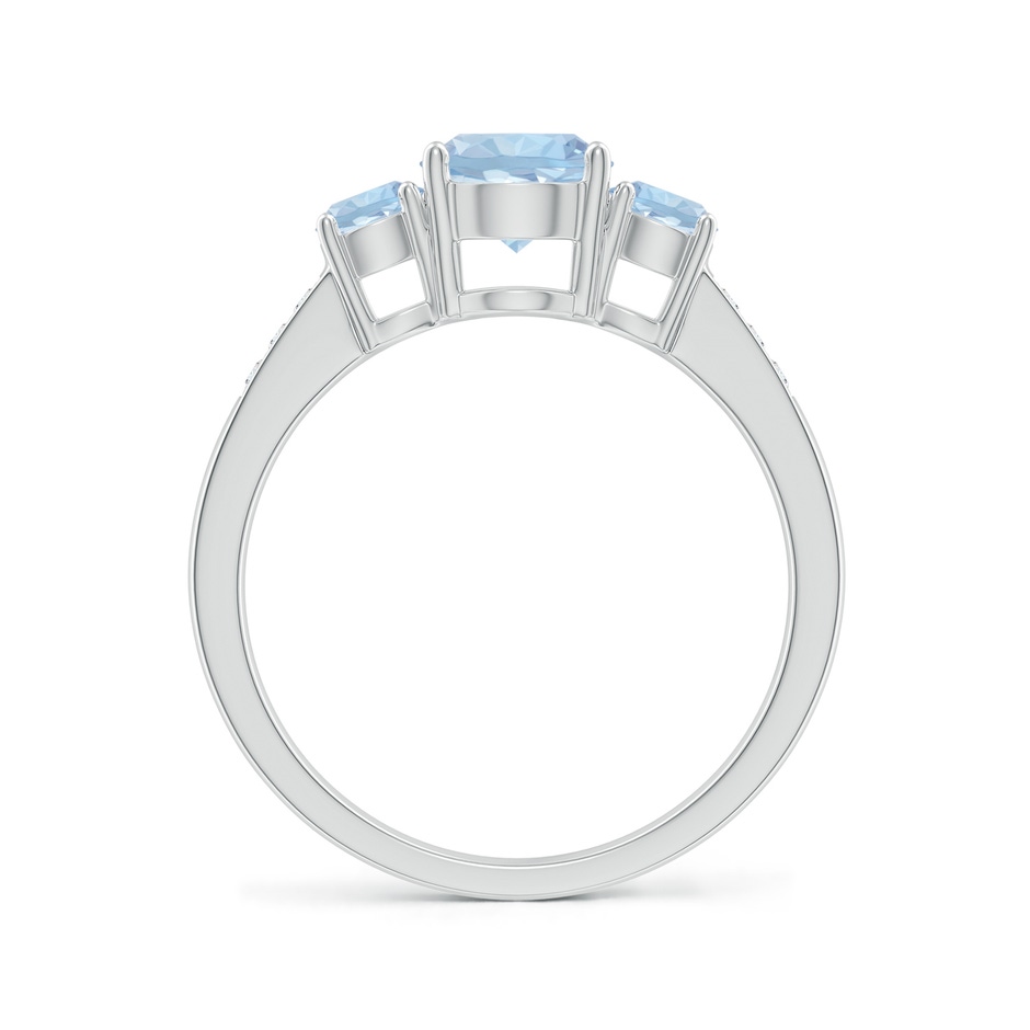 6mm AA Three Stone Round Aquamarine Ring with Diamond Accents in White Gold side-1