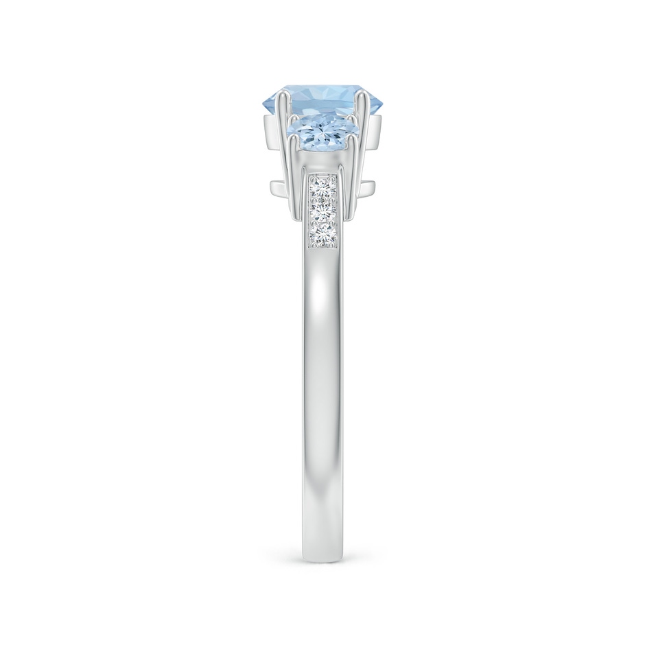 6mm AA Three Stone Round Aquamarine Ring with Diamond Accents in White Gold side-2