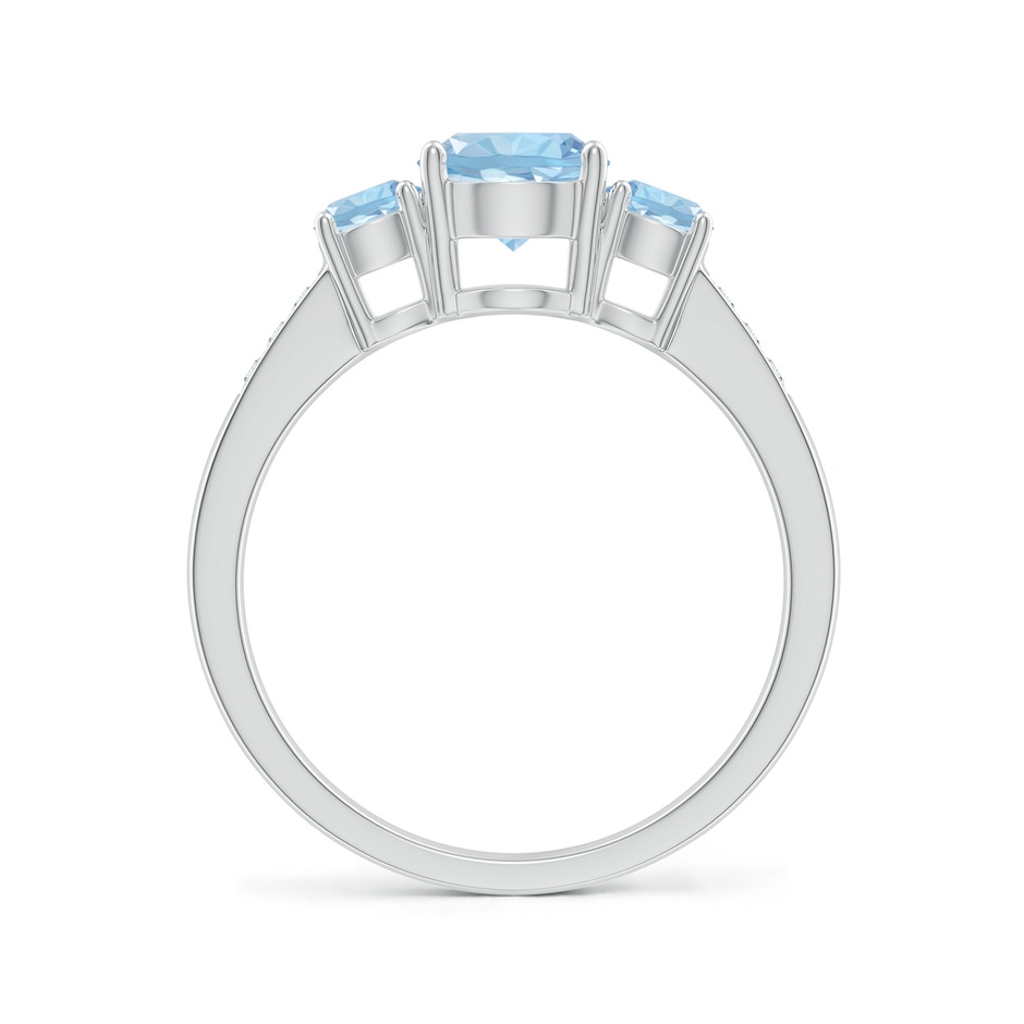 6mm AAA Three Stone Round Aquamarine Ring with Diamond Accents in P950 Platinum side-1