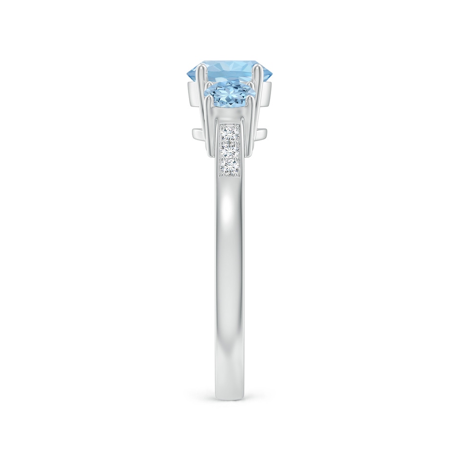 6mm AAA Three Stone Round Aquamarine Ring with Diamond Accents in P950 Platinum side-2