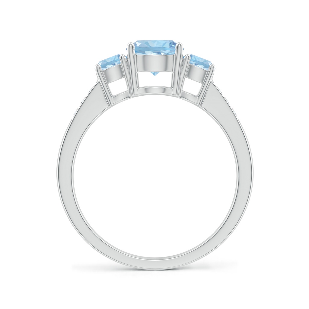 6mm AAA Three Stone Round Aquamarine Ring with Diamond Accents in White Gold Side-1