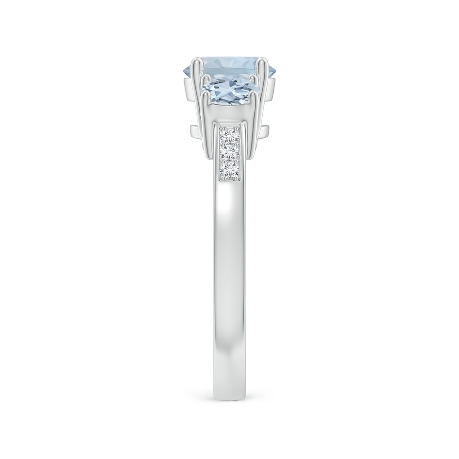 7mm A Three Stone Round Aquamarine Ring with Diamond Accents in P950 Platinum side-2