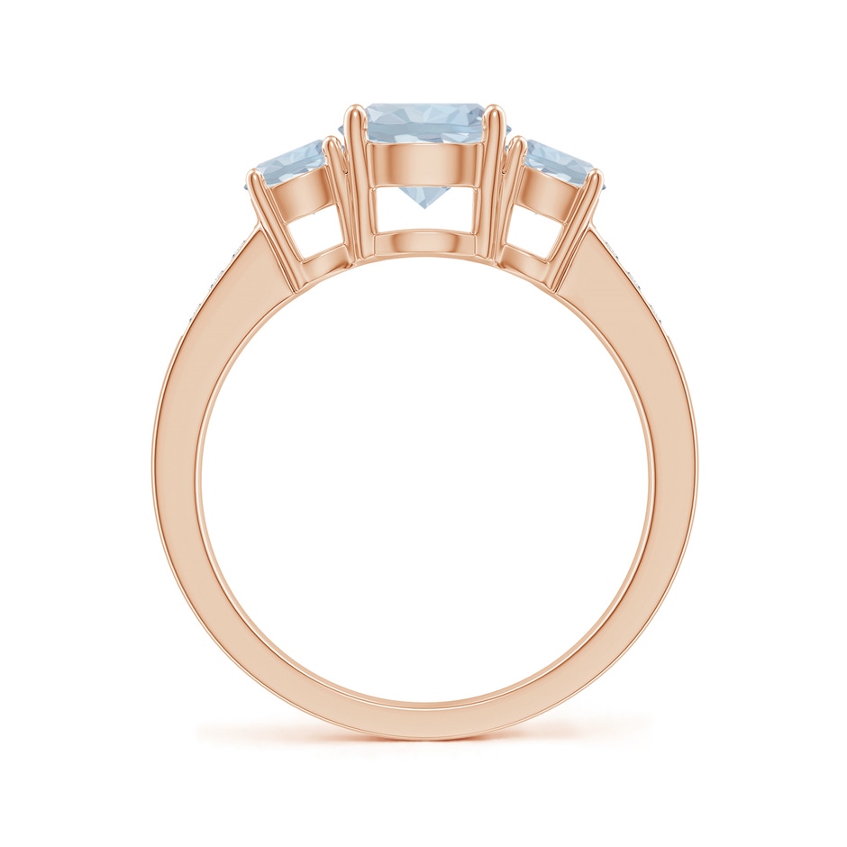 7mm A Three Stone Round Aquamarine Ring with Diamond Accents in Rose Gold side-1