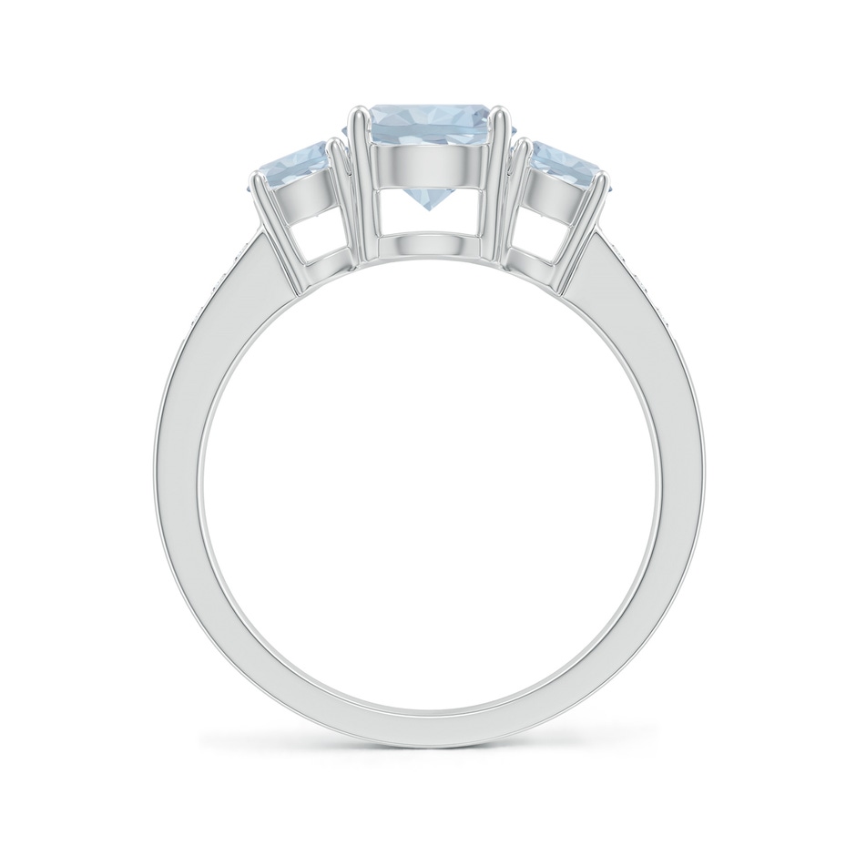 7mm A Three Stone Round Aquamarine Ring with Diamond Accents in White Gold side-1