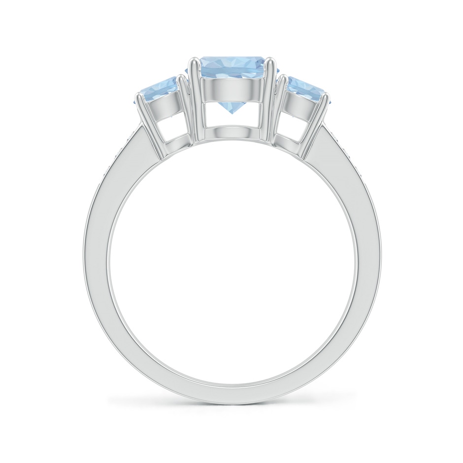 7mm AA Three Stone Round Aquamarine Ring with Diamond Accents in White Gold side-1