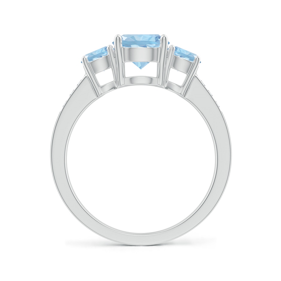 7mm AAA Three Stone Round Aquamarine Ring with Diamond Accents in P950 Platinum side-1