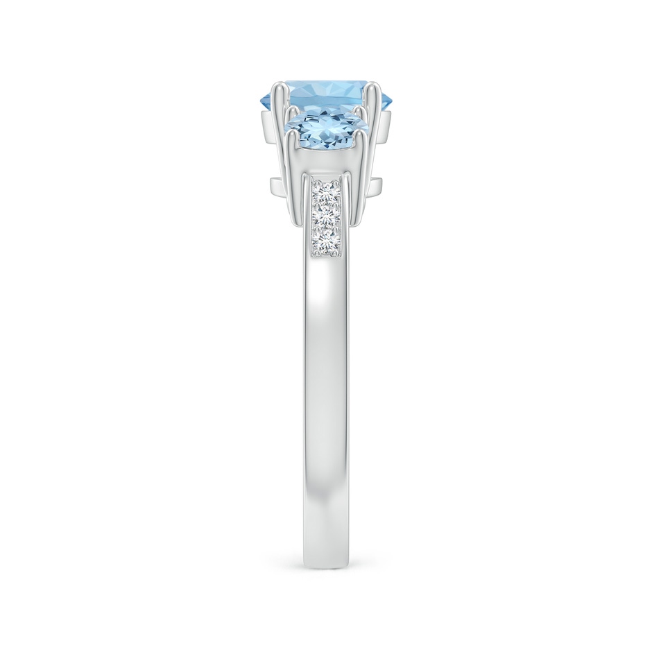 7mm AAA Three Stone Round Aquamarine Ring with Diamond Accents in White Gold side-2