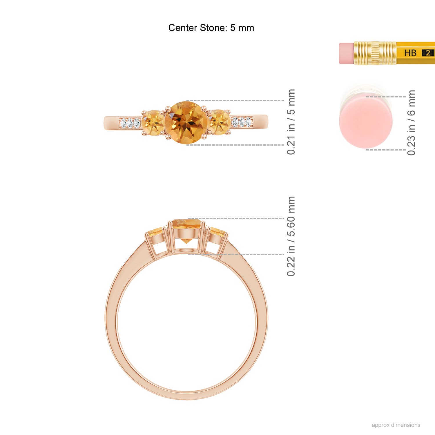 AA - Citrine / 0.7 CT / 14 KT Rose Gold