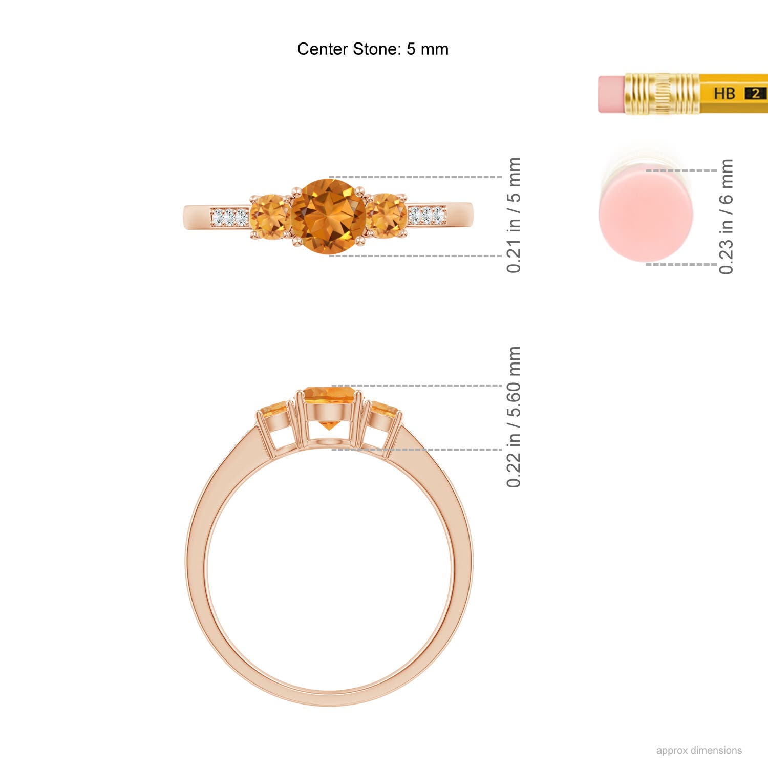 AAA - Citrine / 0.7 CT / 14 KT Rose Gold