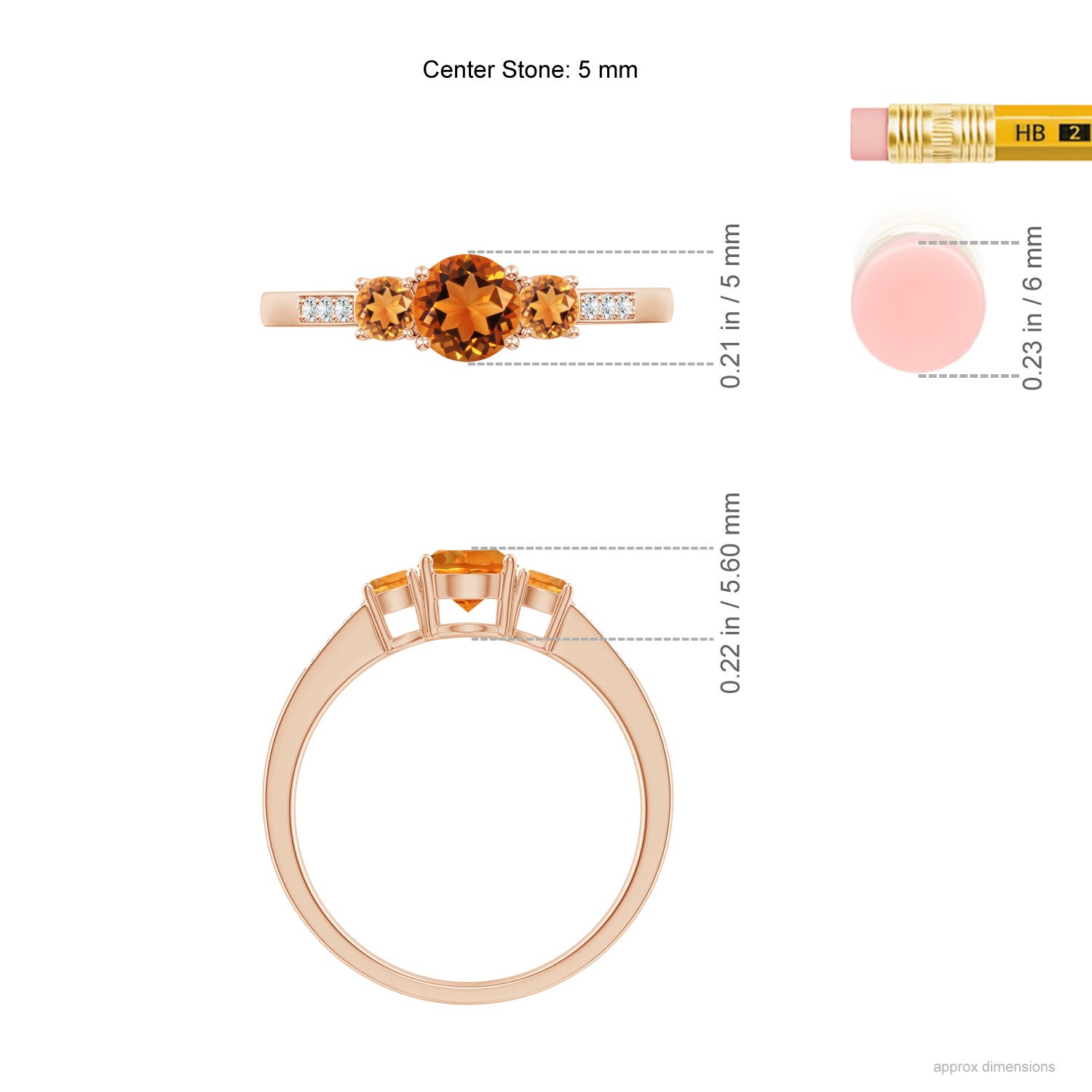 AAAA - Citrine / 0.7 CT / 14 KT Rose Gold