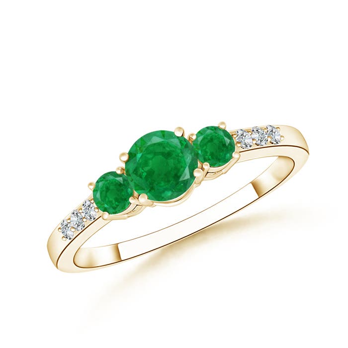 AA - Emerald / 0.7 CT / 14 KT Yellow Gold