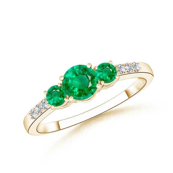 AAA - Emerald / 0.7 CT / 14 KT Yellow Gold