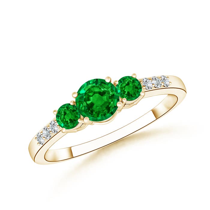 AAAA - Emerald / 0.7 CT / 14 KT Yellow Gold