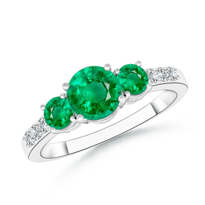 AAA - Emerald / 1.11 CT / 14 KT White Gold