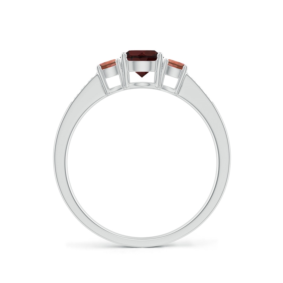 5mm A Three Stone Round Garnet Ring with Diamond Accents in White Gold side 199