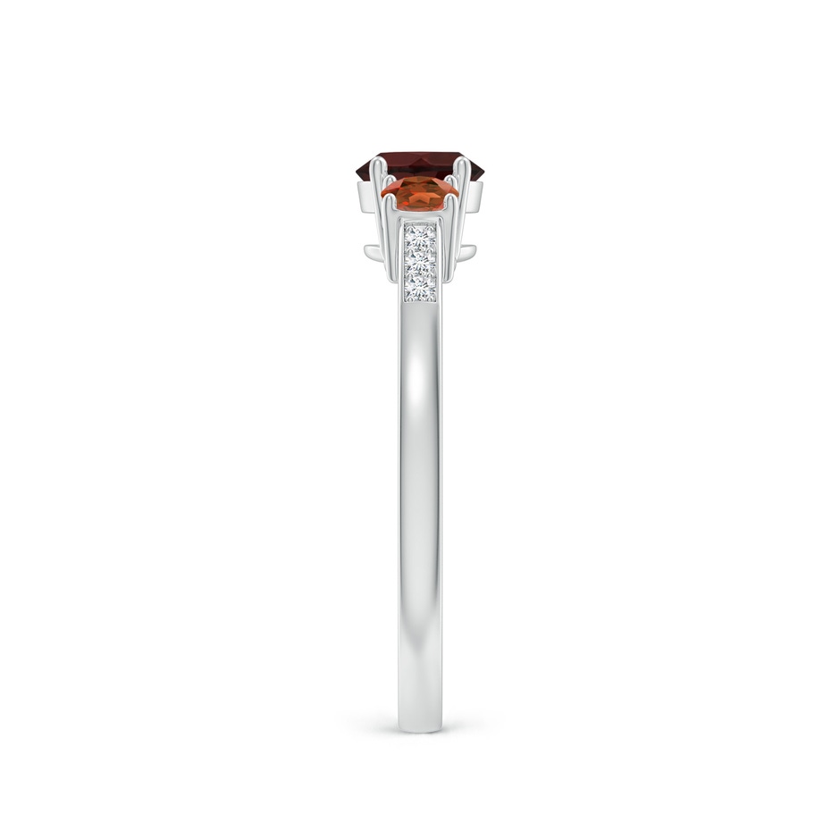 5mm A Three Stone Round Garnet Ring with Diamond Accents in White Gold side 299