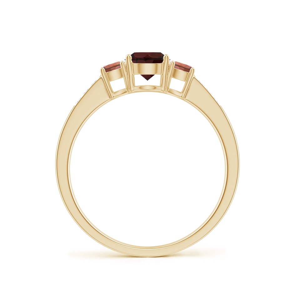 5mm A Three Stone Round Garnet Ring with Diamond Accents in Yellow Gold side 199