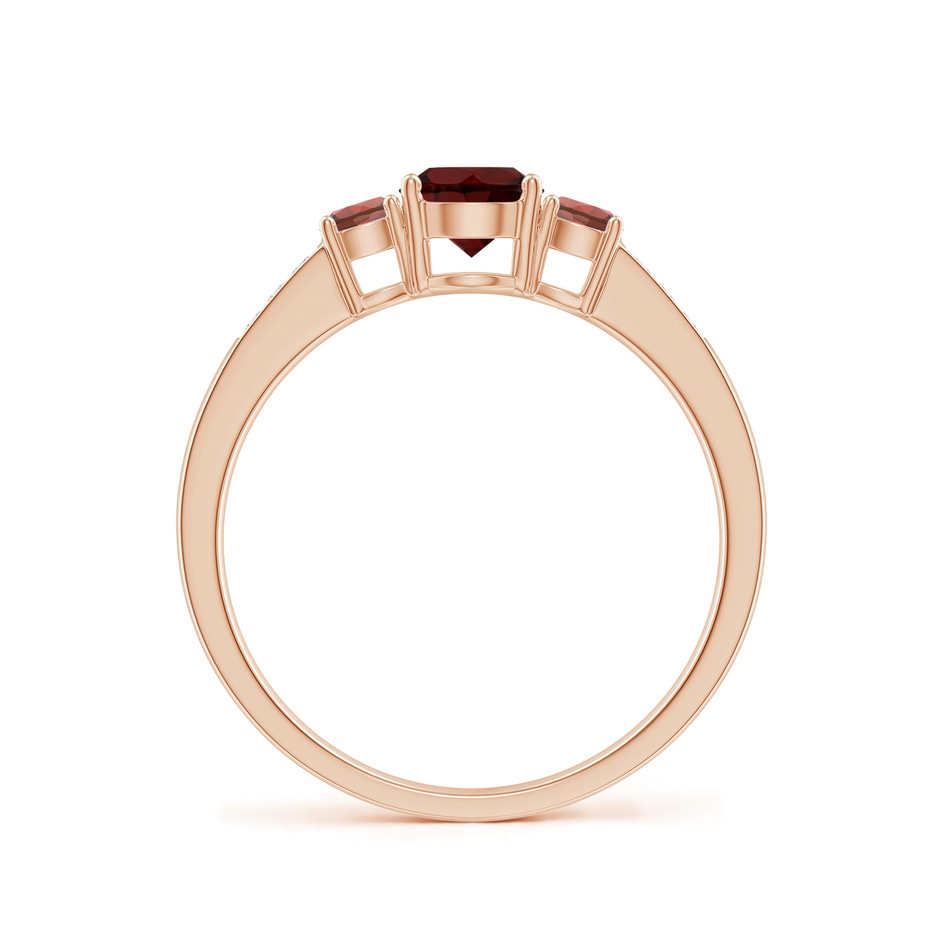 5mm AA Three Stone Round Garnet Ring with Diamond Accents in Rose Gold side 199