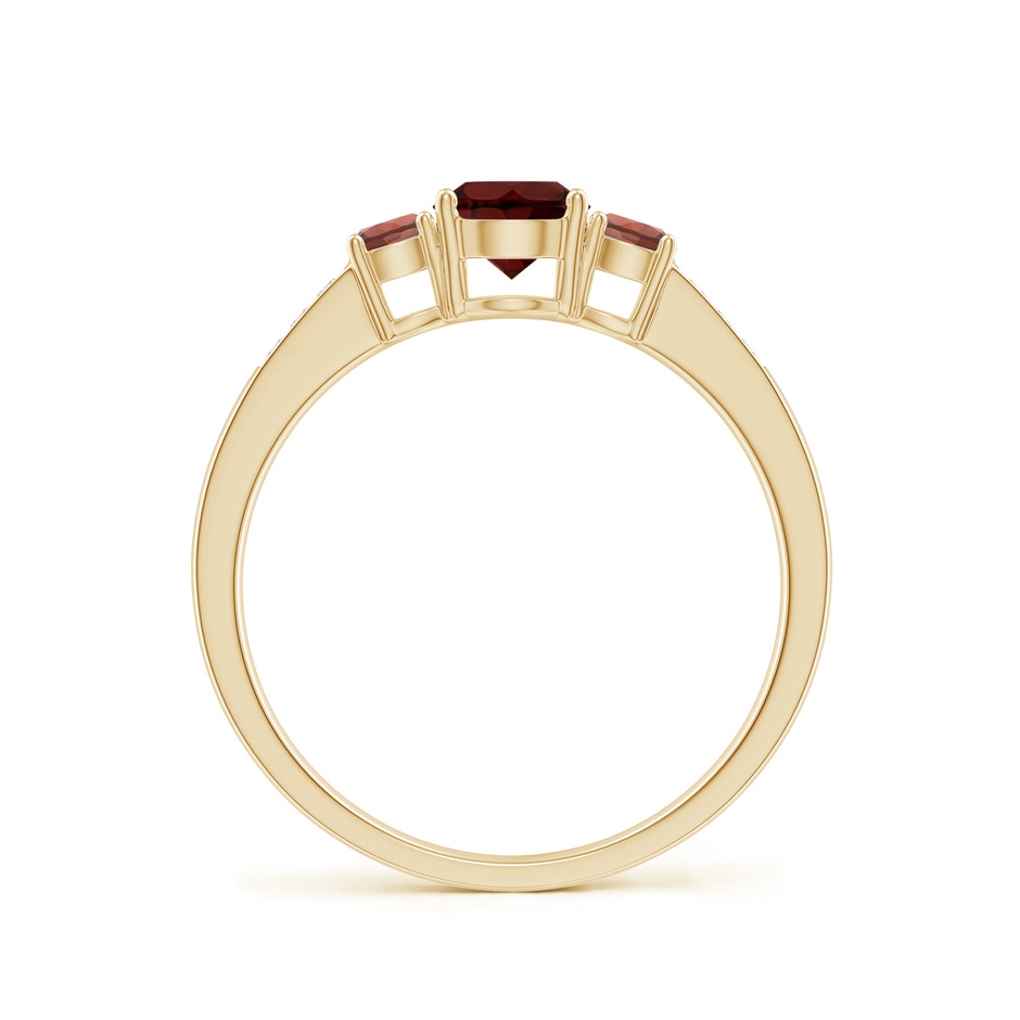 5mm AA Three Stone Round Garnet Ring with Diamond Accents in Yellow Gold side 199