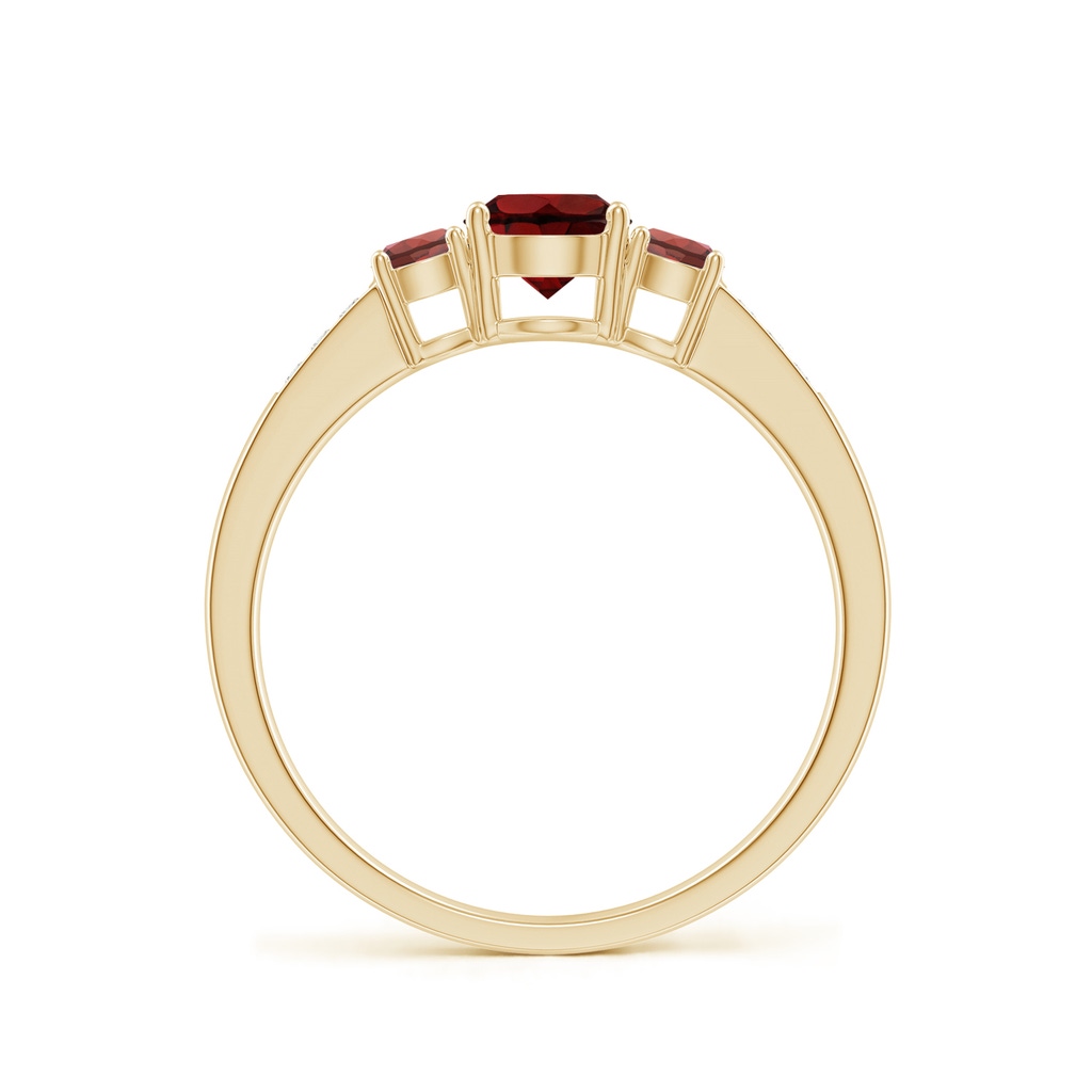 5mm AAA Three Stone Round Garnet Ring with Diamond Accents in 10K Yellow Gold Side 199