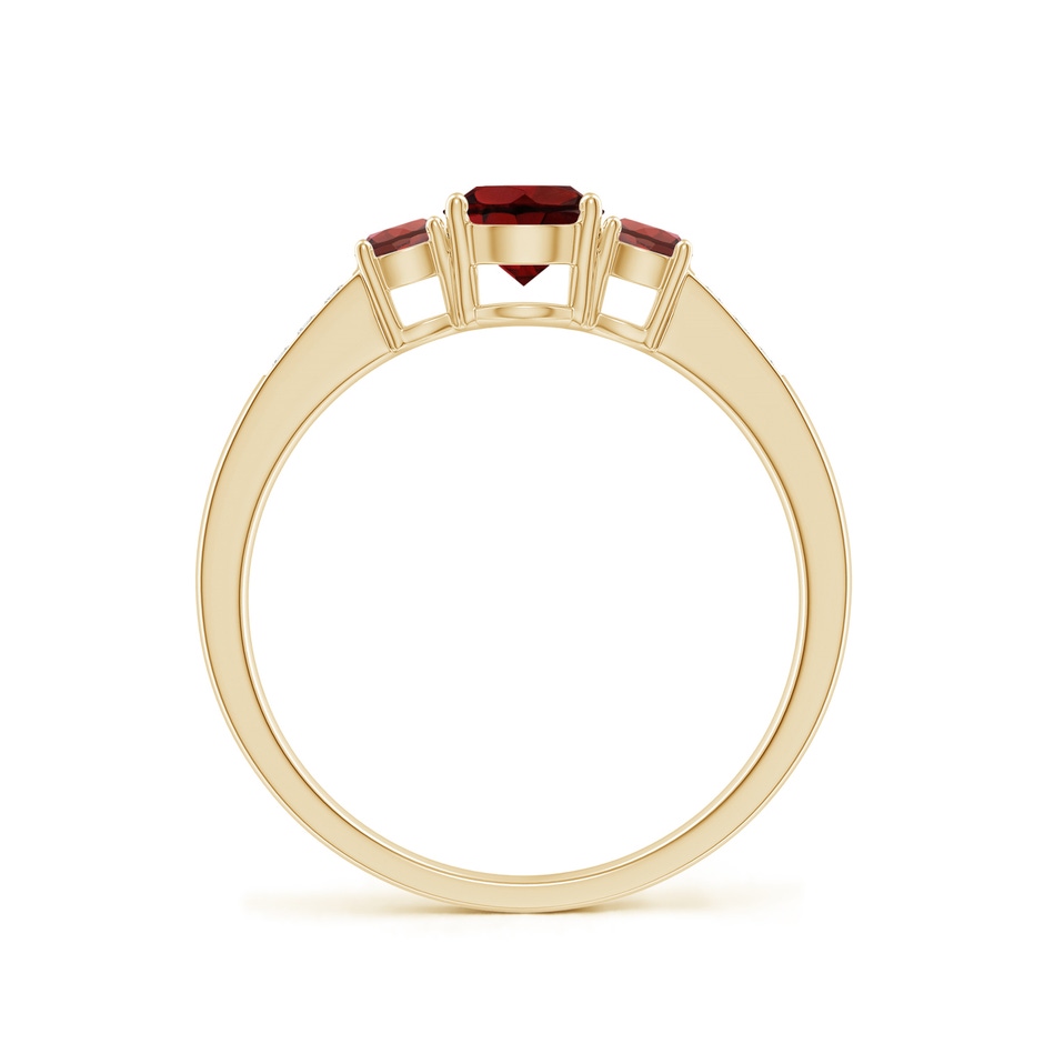 5mm AAA Three Stone Round Garnet Ring with Diamond Accents in Yellow Gold side 199