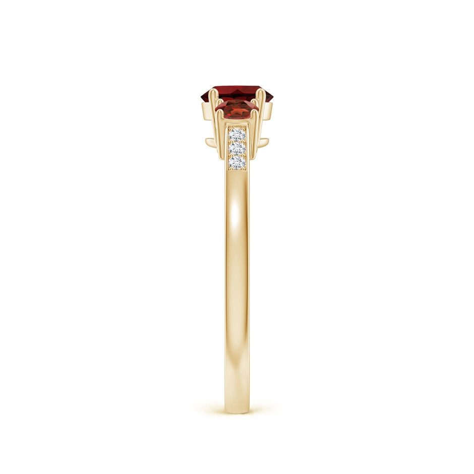 5mm AAA Three Stone Round Garnet Ring with Diamond Accents in Yellow Gold side 299