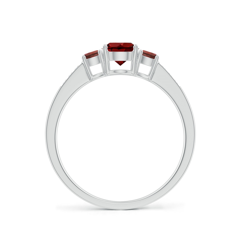 5mm AAAA Three Stone Round Garnet Ring with Diamond Accents in P950 Platinum - side 199