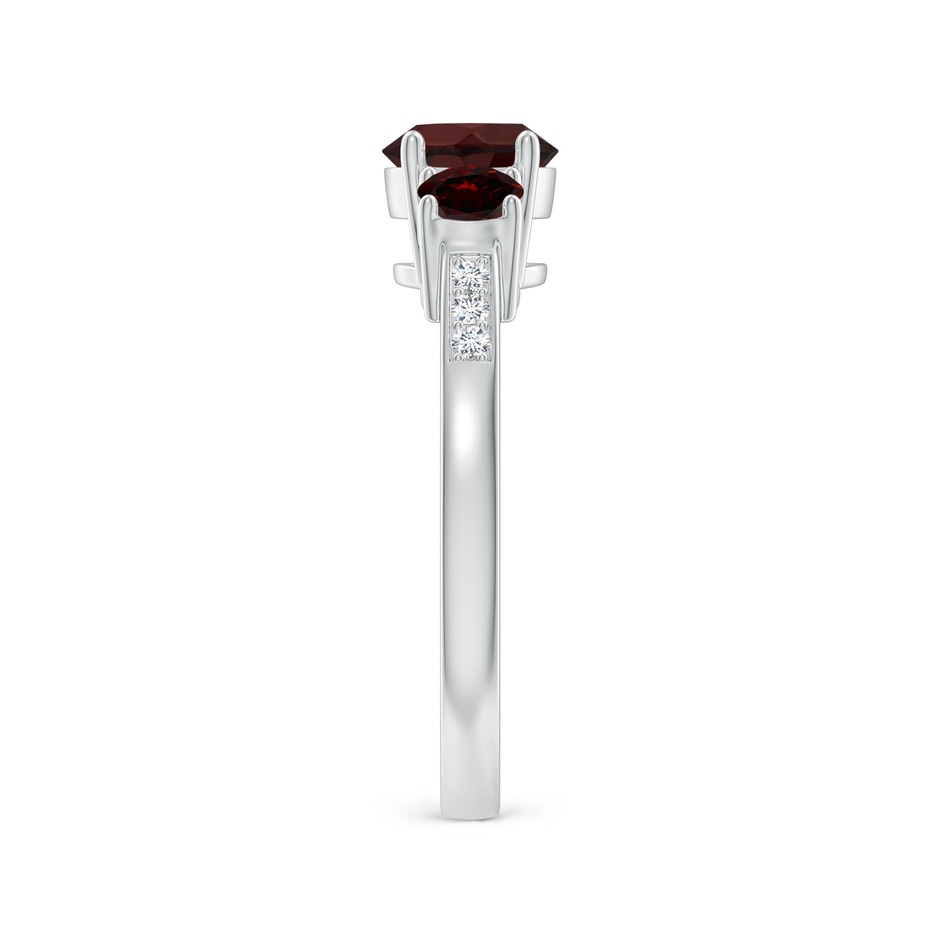 6mm A Three Stone Round Garnet Ring with Diamond Accents in White Gold side 299