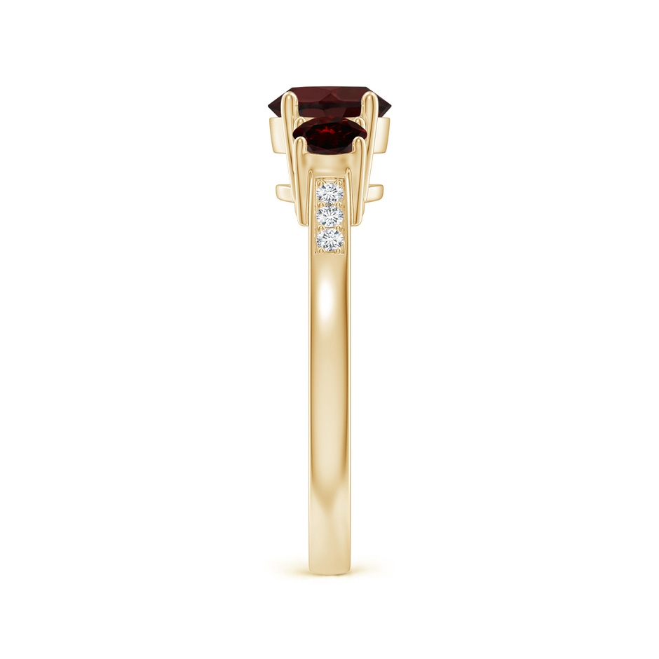 6mm A Three Stone Round Garnet Ring with Diamond Accents in Yellow Gold side 299