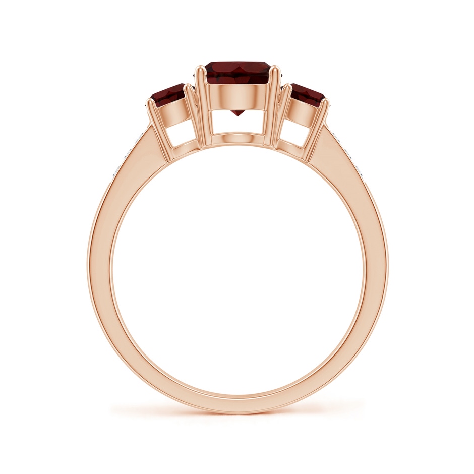6mm AA Three Stone Round Garnet Ring with Diamond Accents in Rose Gold side 199