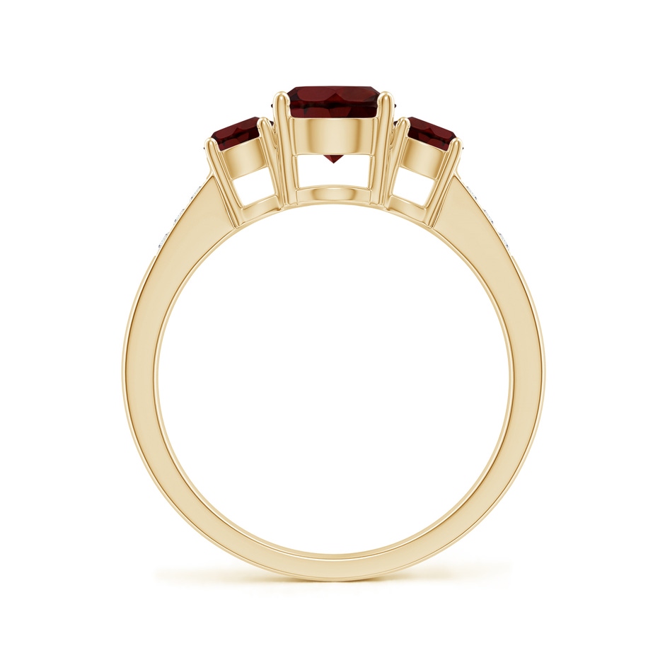 6mm AA Three Stone Round Garnet Ring with Diamond Accents in Yellow Gold side 199