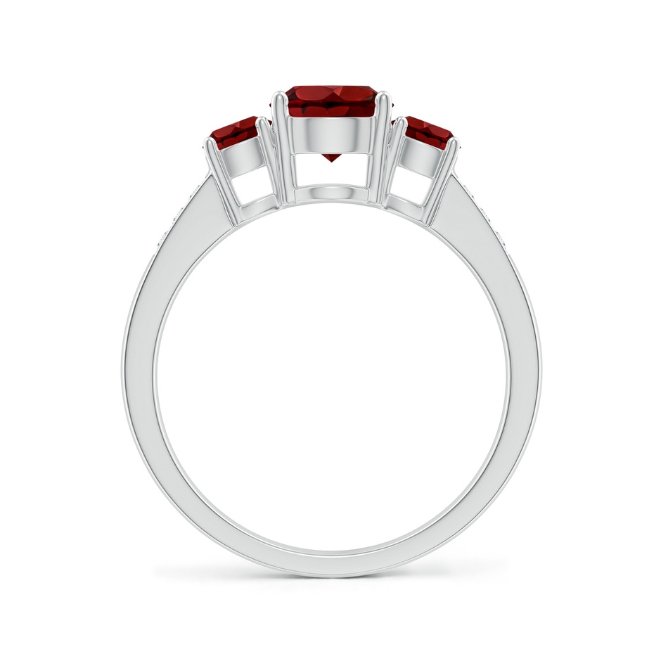 6mm AAAA Three Stone Round Garnet Ring with Diamond Accents in White Gold side 199