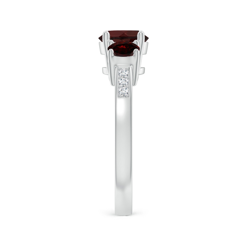 7mm A Three Stone Round Garnet Ring with Diamond Accents in White Gold side 299