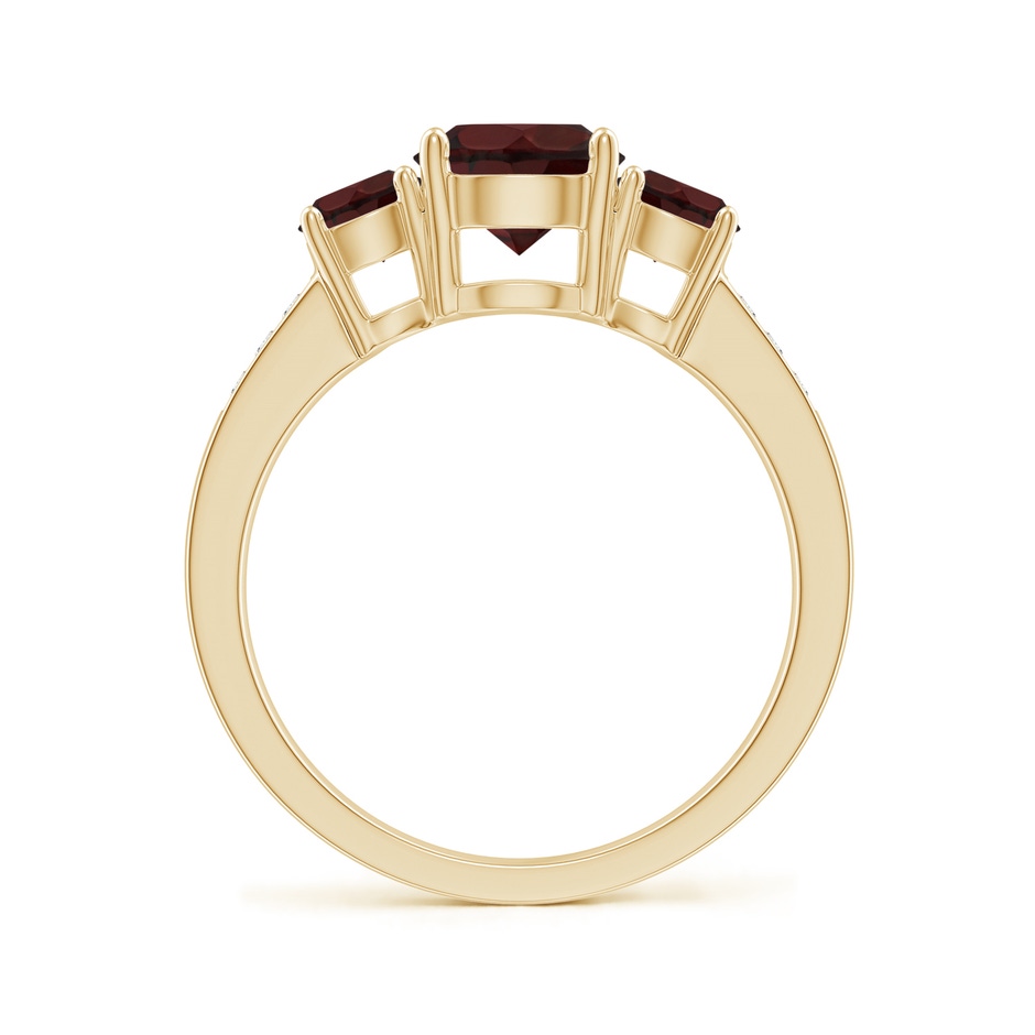 7mm A Three Stone Round Garnet Ring with Diamond Accents in Yellow Gold side 199