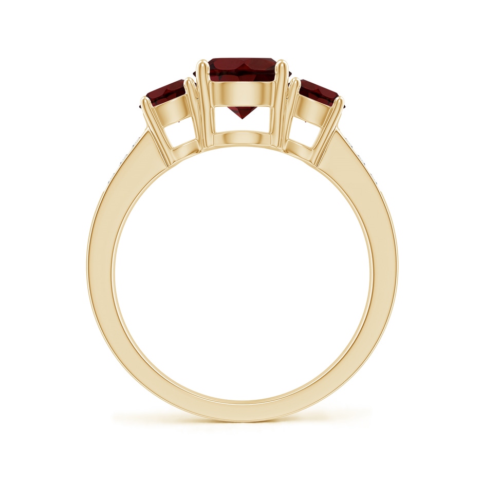 7mm AA Three Stone Round Garnet Ring with Diamond Accents in Yellow Gold side 199