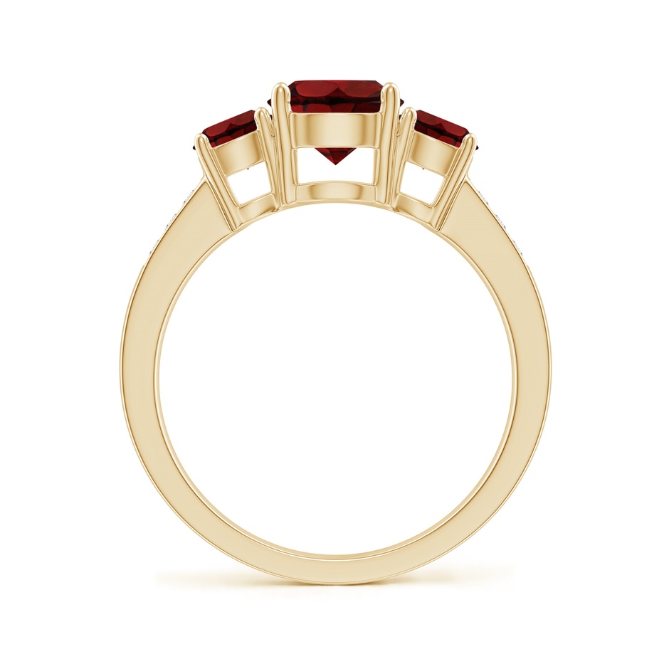 7mm AAA Three Stone Round Garnet Ring with Diamond Accents in Yellow Gold side 199