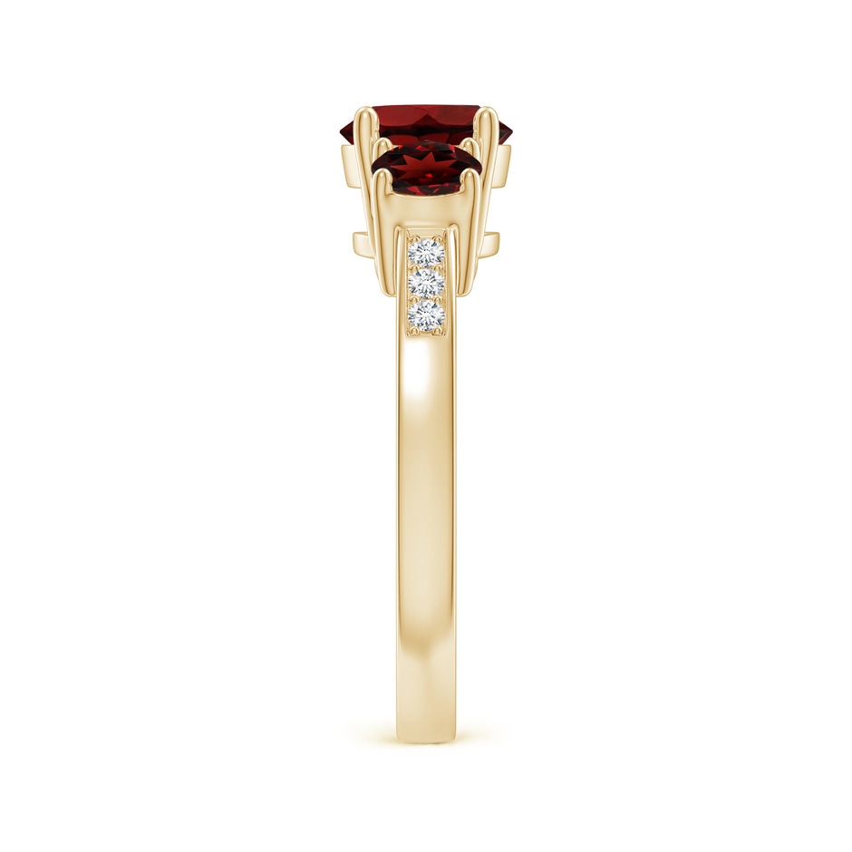 7mm AAA Three Stone Round Garnet Ring with Diamond Accents in Yellow Gold side 299