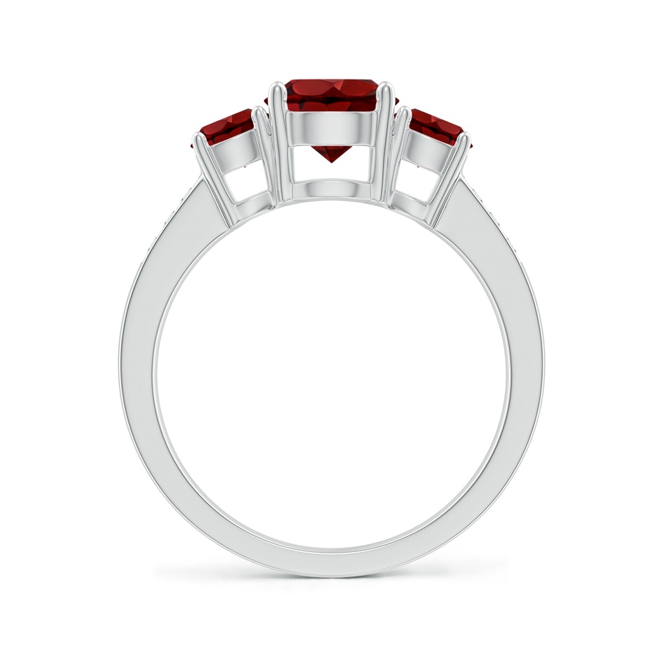 7mm AAAA Three Stone Round Garnet Ring with Diamond Accents in White Gold side 199