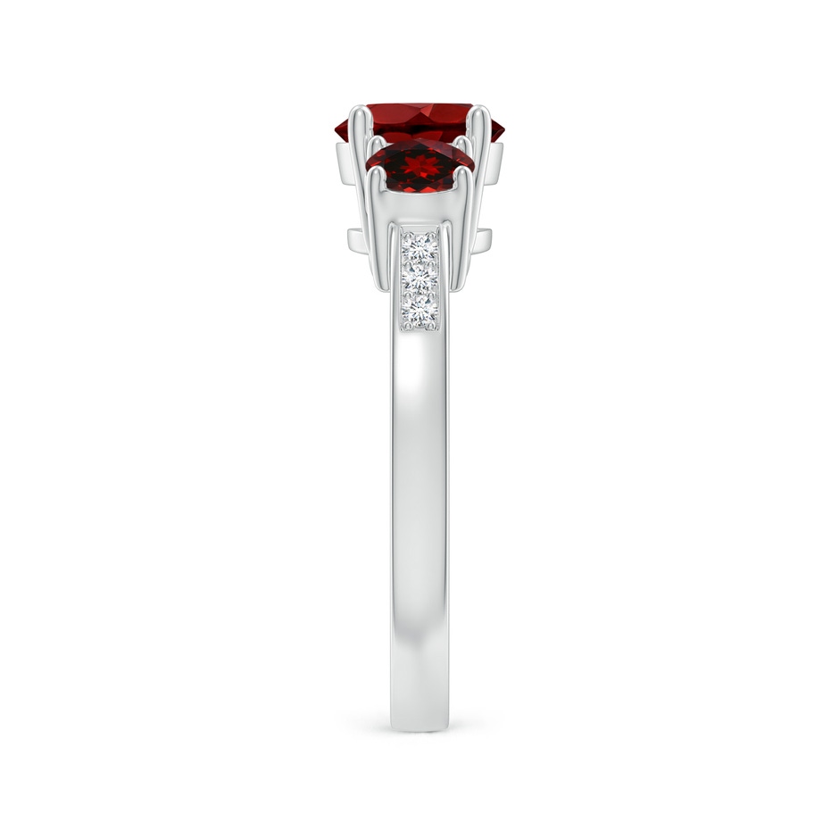7mm AAAA Three Stone Round Garnet Ring with Diamond Accents in White Gold side 299