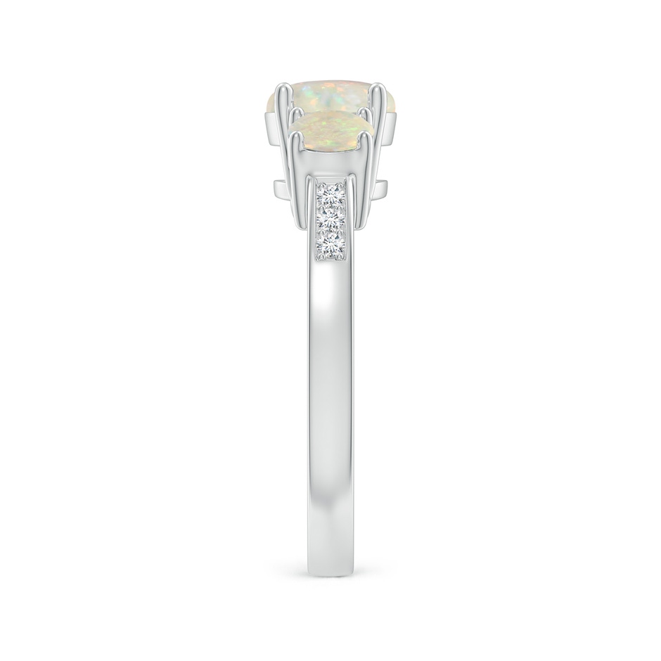 7mm AAA Three Stone Round Opal Ring with Diamond Accents in P950 Platinum side-2