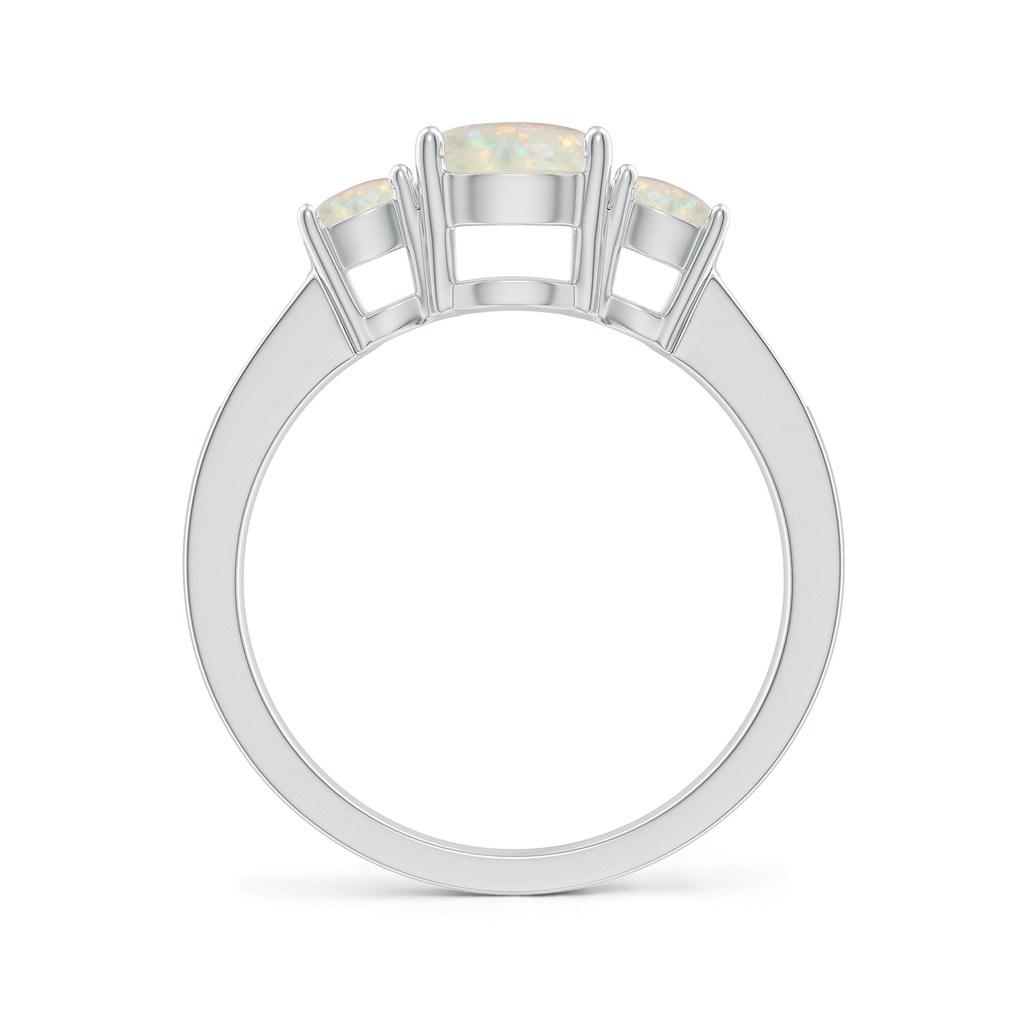 7mm AAA Three Stone Round Opal Ring with Diamond Accents in White Gold Side-1
