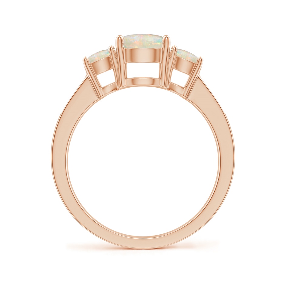 7mm AAAA Three Stone Round Opal Ring with Diamond Accents in Rose Gold side-1