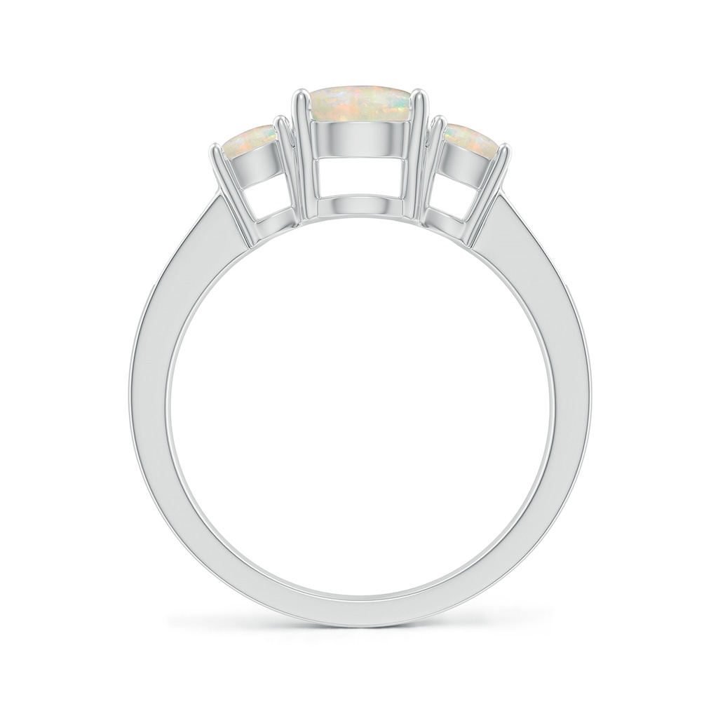 7mm AAAA Three Stone Round Opal Ring with Diamond Accents in White Gold Side-1