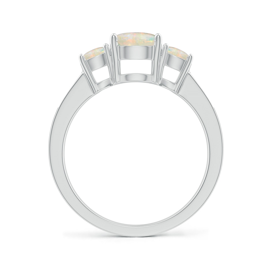 7mm AAAA Three Stone Round Opal Ring with Diamond Accents in White Gold side-1