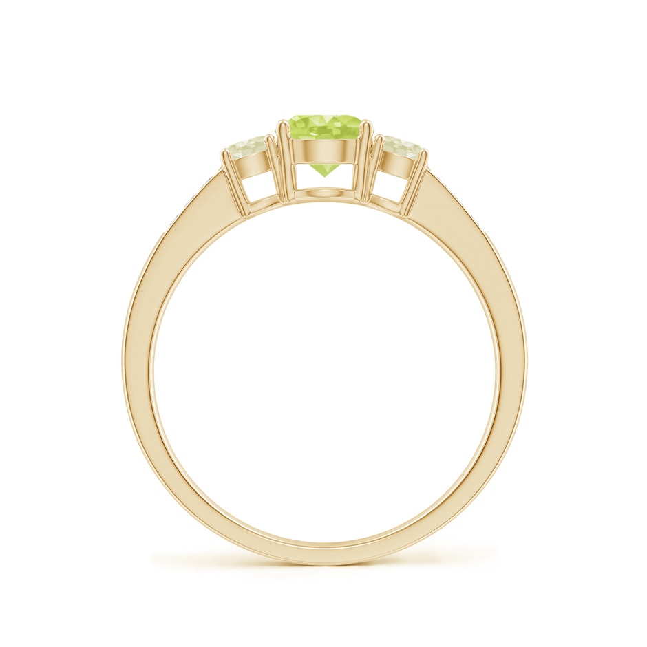5mm A Three Stone Round Peridot Ring with Diamond Accents in 9K Yellow Gold product image
