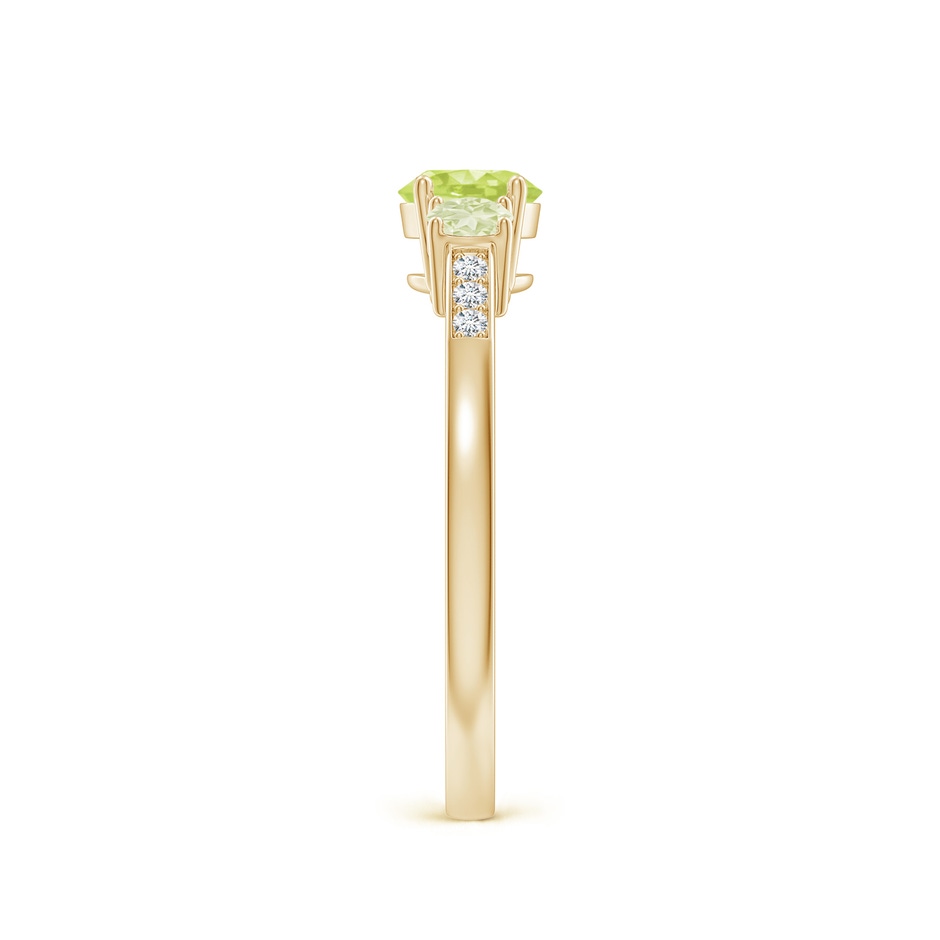 5mm A Three Stone Round Peridot Ring with Diamond Accents in 9K Yellow Gold product image